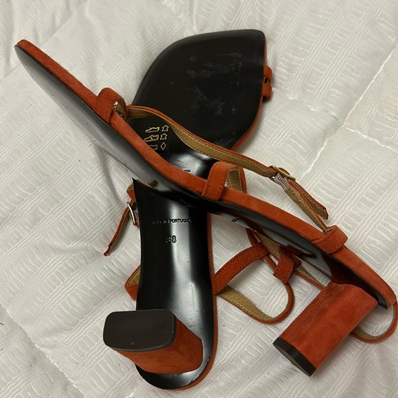 Frame La Braxton Suede straps sandals in Orange (38) - Picture 4 of 8